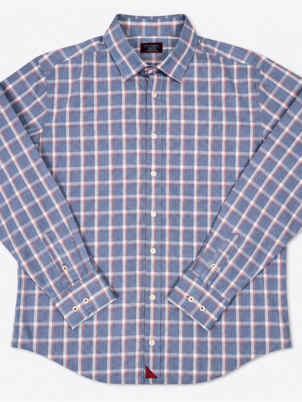 UNTUCKit Potomac WF Shirt XL Blue Plaid Wrinkle Free Cotton Regular Fit